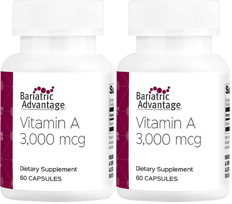 Bariatric Advantage Vitamin A 3,000 mcg - for Bariatric Surgery Patients - Easy-Digest Mini Capsules - Vitamin A Supplements - Eye Health Support* - 60 Count (Pack of 2) 60 Count (Pack of 2)
