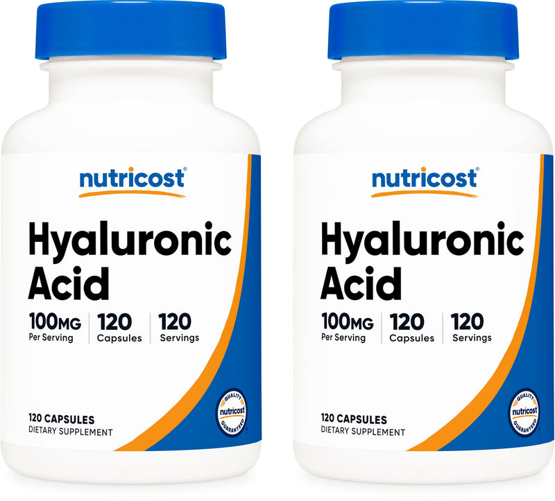 Nutricost Hyaluronic Acid Capsules 100mg,120 Vegetarian Capsules - Gluten Free, Non-GMO (Pack of 2) 120 Count (Pack of 2)