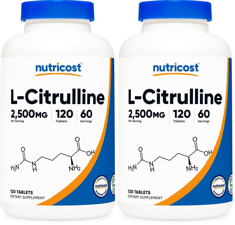 Nutricost L-Citrulline 2500mg Per Serving, 60 Servings, 1250mg Per Tablet, 120 Tabs - Non-GMO and Gluten Free Supplement (Pack of 2) 120 Count (Pack of 2)