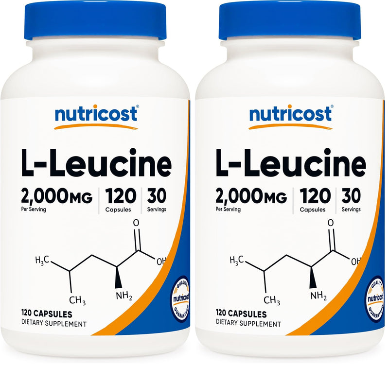 Nutricost L-Leucine 2,000mg, 120 Vegetarian Capsules, Non-GMO, Gluten Free, 30 Servings (Pack of 2) 120 Count (Pack of 2)