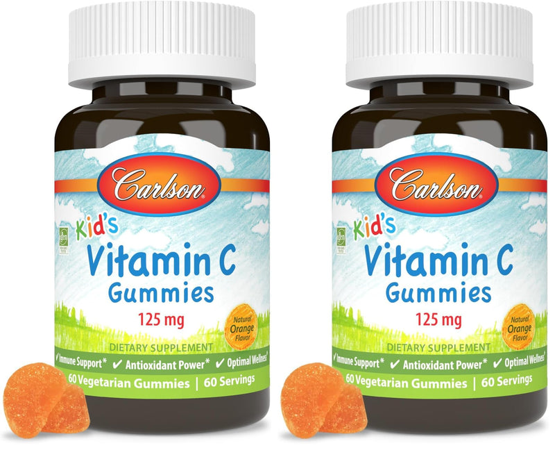 CARLSON Labs Kids Vitamin C Gummies, 60 CT (Pack of 2) Orange 60 Count (Pack of 2)