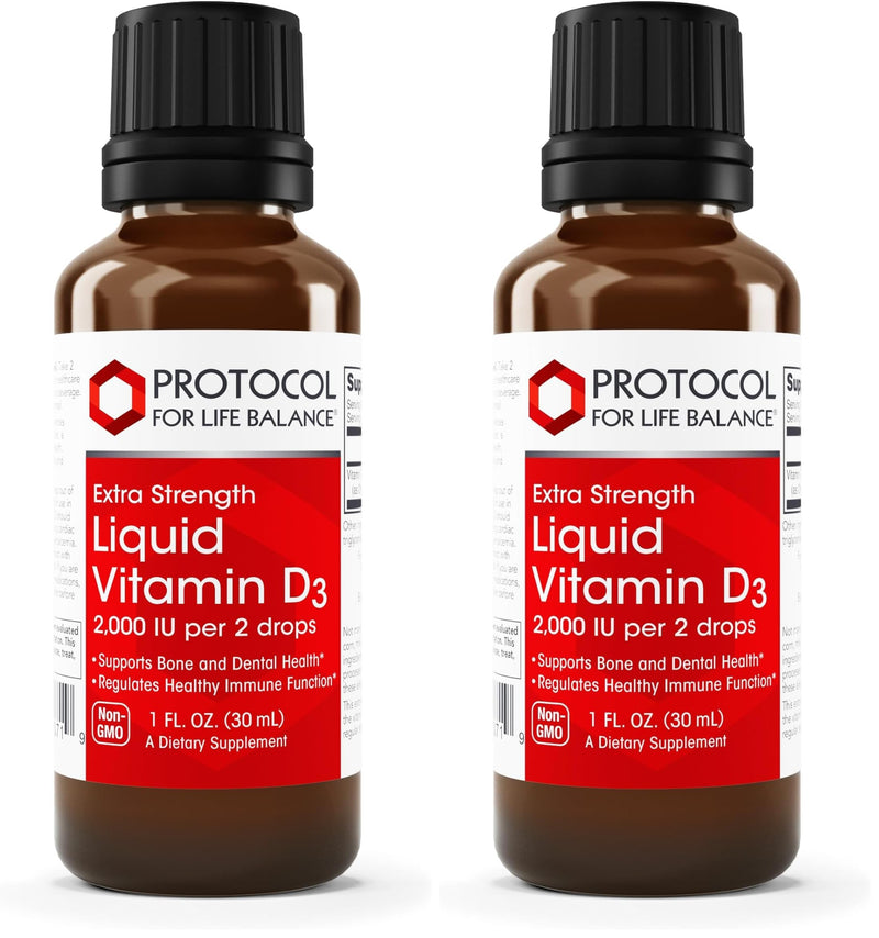 PROTOCOL FOR LIFE BALANCE Liquid Vitamin D3-2,000 IU - Immune Support Strong Bones and Teeth Health - 1 Fl Oz (Pack of 2) 1 Fl Oz (Pack of 2)
