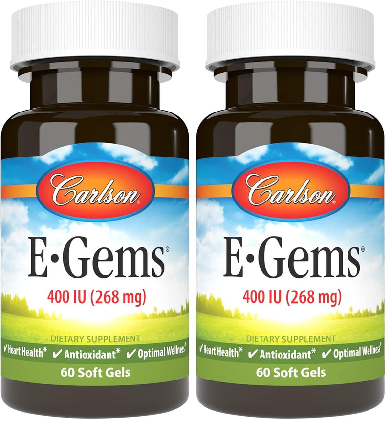 Carlson Labs E-Gems Natural Vitamin E, 400 IU, 60 Softgels (Pack of 2) 60 Count (Pack of 2)