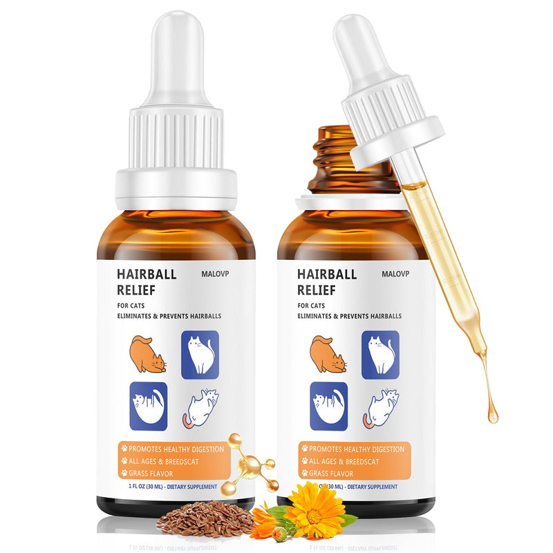 Hairball Treatment for Cats,Cat Hairball Remedy,Helping with Hairball Prevention & Elimination,Natural Furball Digestive Relief Support,Chicken Flavor,2 Pack,60 ml (2 fl oz)