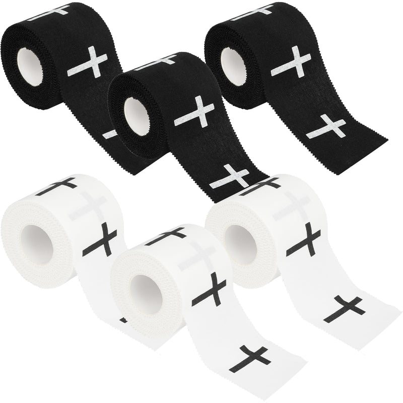 6 Rolls Christian Athletic Tape with Cross and Bible Verses, Zinc Oxide Wrist Wrap for Baseball, Soccer and Football, Breathable Cotton Sports Bandage, Easy Tear No Residue
