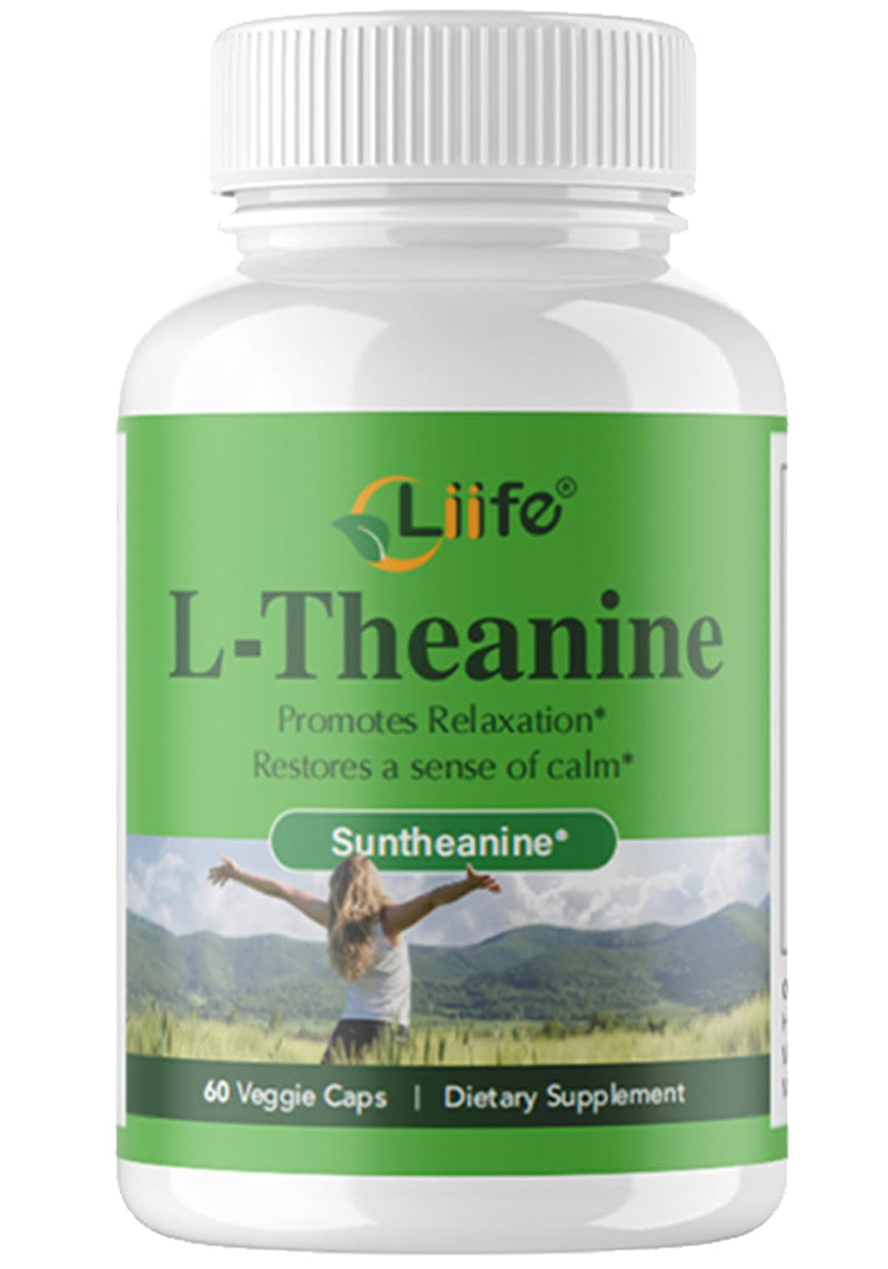 LIIFE L-Theanine (Suntheanine®) with GABA & Magnesium | 60 Veggie Capsules | With black pepper extract, supports healthy stress response, relaxation and focus, aids natural brain alpha-wave production