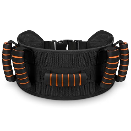 NINEMAX Gait Belt with 7 Handles, Adjustable Transfer Belt for Seniors Orange