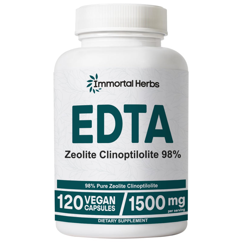 EDTA Capsules 1500mg with Zeolite 98% and Milk Thistle, 120 Pills, Non-GMO & Gluten Free Calcium Disodium EDTA Supplement