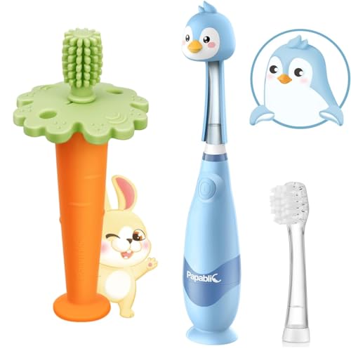 Papablic Baby Toothbrush Teether and Toddler Sonic Electric Kids Toothbrush