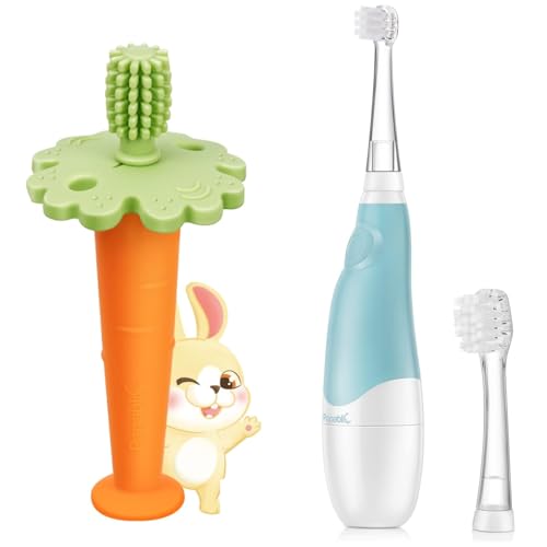 Papablic Baby Toothbrush Teether and Baby Sonic Electric Toothbrush for Babies