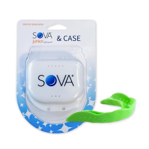 SOVA Junior Night Guard with Case, Spring Green - 1.6mm Thin - Custom-Molded Fit - Protects Against Nighttime Teeth Grinding & Clenching - Odor & Taste Free - Remoldable Up to 20 Times - Non Toxic
