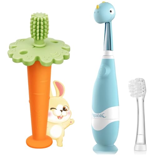 Papablic Baby Toothbrush Teether and Toddler Sonic Electric Toothbrush