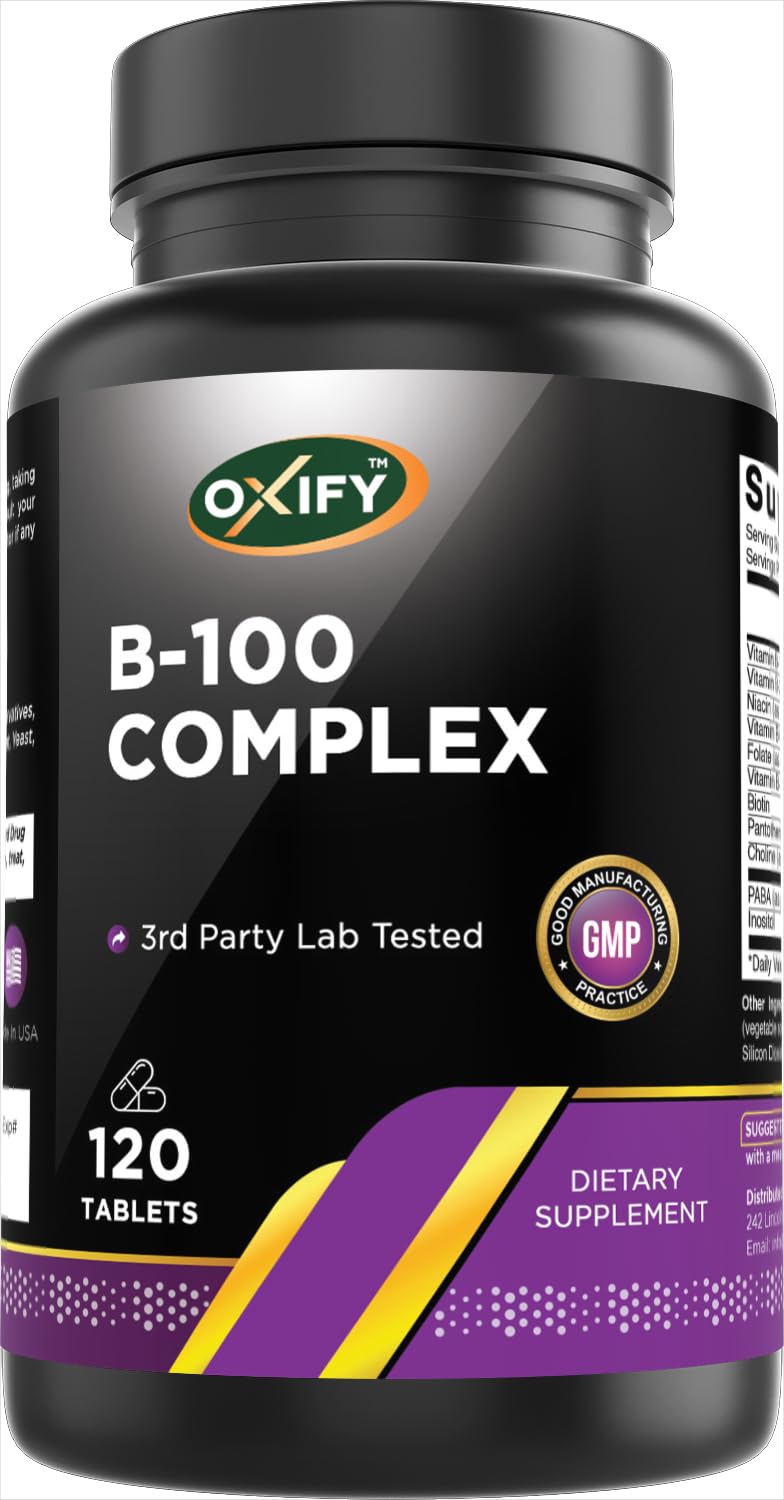 Oxify B-100 Complex, 120 Tablets | Gluten-Free, Non-GMO, Made in USA