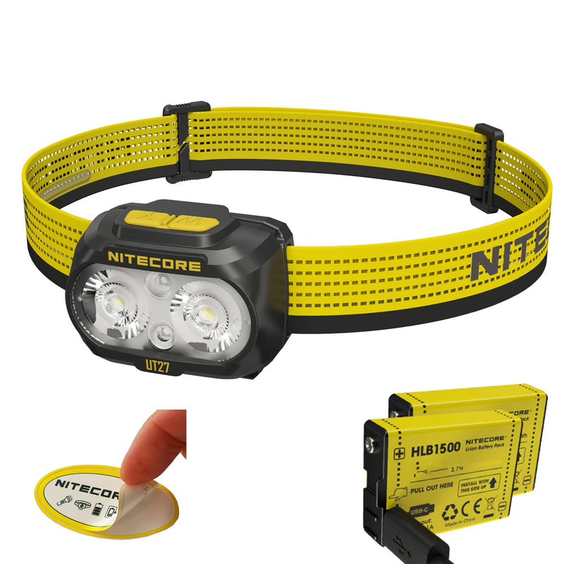 Nitecore UT27 MCT Pro 800 Lumen Running Headlamp USB-C Rechargeable Dual Power with 3 Color Temperatures Red Light Lightweight Trail Hiking Camping Sticker (Black) Black MCT - BeesActive Australia