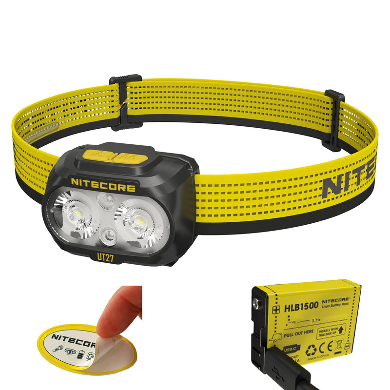 Nitecore UT27 MCT 800 Lumen Running Headlamp USB-C Rechargeable Dual Power with 3 Color Temperatures Red Light Lightweight Trail Hiking Camping Sticker (Standard) Standard - BeesActive Australia
