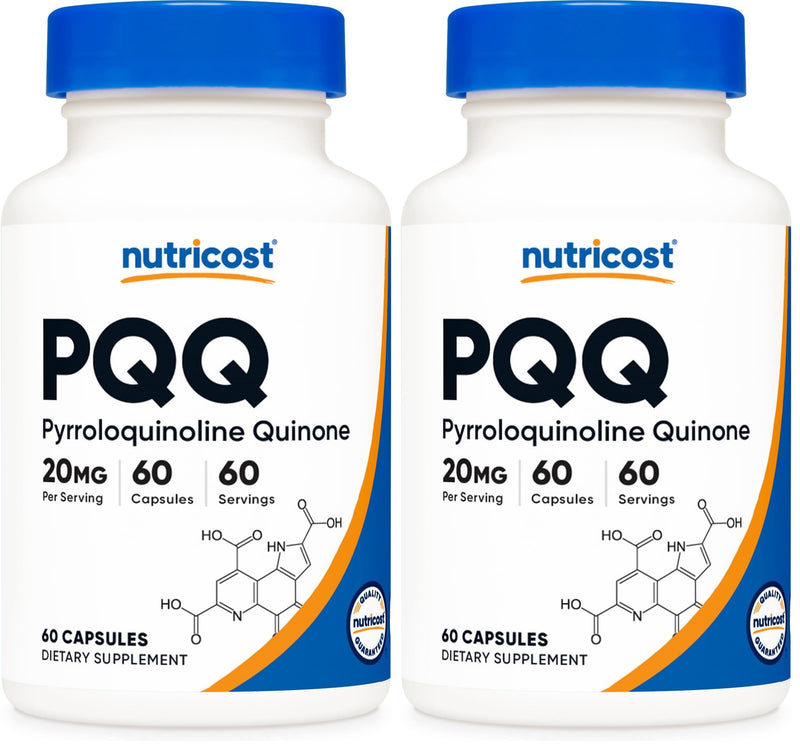 Nutricost PQQ (Pyrroloquinoline Quinone) 20mg, 60 Capsules - Vegetarian Capsules, Non-GMO, Gluten Free (Pack of 2) 60 Count (Pack of 2)