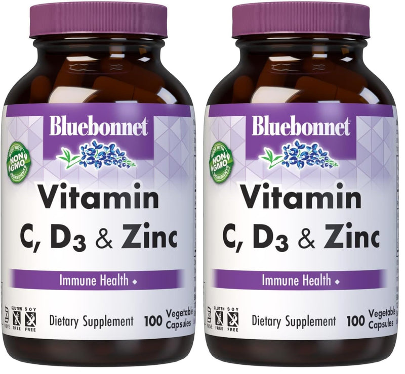 BlueBonnet Nutrition Vitamin C, 100 Vegetable Capsules | for Immune Health and Respiratory Function; Non-GMO, Kosher Certified, Gluten-Free, Soy-Free, Dairy-Free 100 Count (Pack of 2)