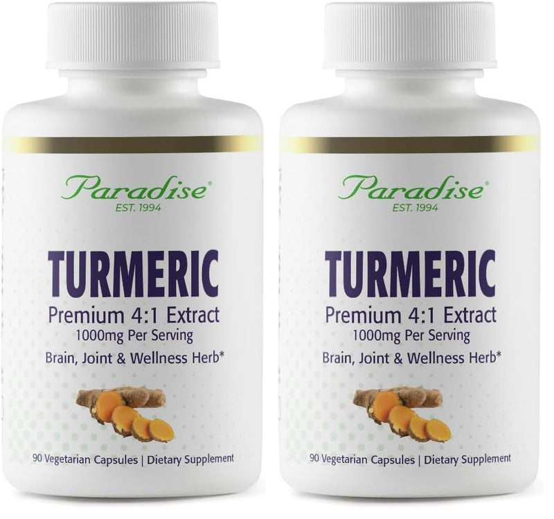 Paradise Herbs Turmeric Rhizome 4:1 Extract Capsules, 90 Count 2Pk | Active whole spectrum formula with vegan, non-GMO, gluten free vegetarian servings, traditional herb for daily use. 90 Count (Pack of 2)