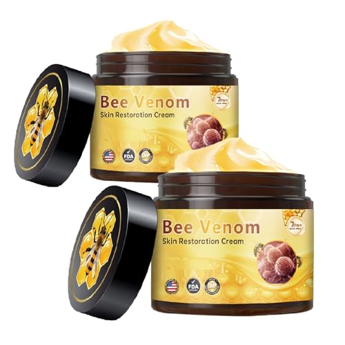 2 Pcs Bee Venom Skin Treatment Cream, Anti-Aging Wrinkle Removal and Firming Face Skin Bee Venom Comprehensive Restoration Cream. 2 Pcs