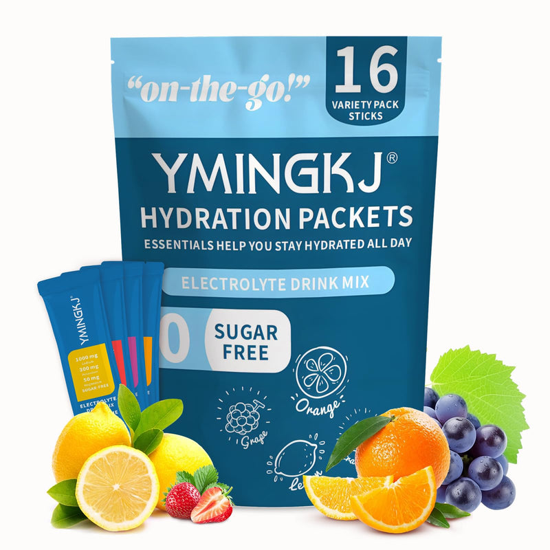 Electrolyte Powder Packets with 2 Billion CFU Probiotics - 1000mg Sodium for Rapid Hydration & Recovery - Sugar-Free Drink Mix with Pink Himalayan Salt, B-Vitamins, Zinc & Magnesium - 16 Stick Packs Variety Classic