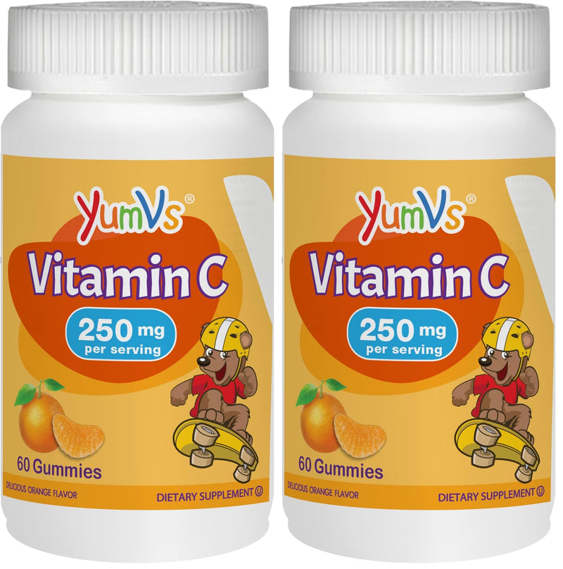 Yum-V's Chewable Vitamin C Gummies for Kids – Kids Vitamin C for Daily Immune Support – Kosher, Halal, Pectin-Based Tooth-Friendly Gummy Bears – Orange Flavor – 60 Count, Pack of 2 60 Count (Pack of 2)