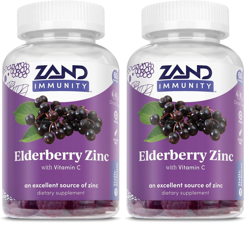 ZAND Elderberry Zinc Immunity Gummies with Vitamin C | Year-Round Immune Support for Children & Adults | 60ct, 30 Serv. (Pack of 2) 60 Count (Pack of 2)