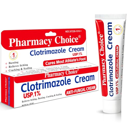 Clotrimazole Antifungal Cream 1% USP (1 oz), Anti Fungal Treatment, Relieves Itching, Burning, Cracking and Scaling Associated Athletes Foot 1 BOX