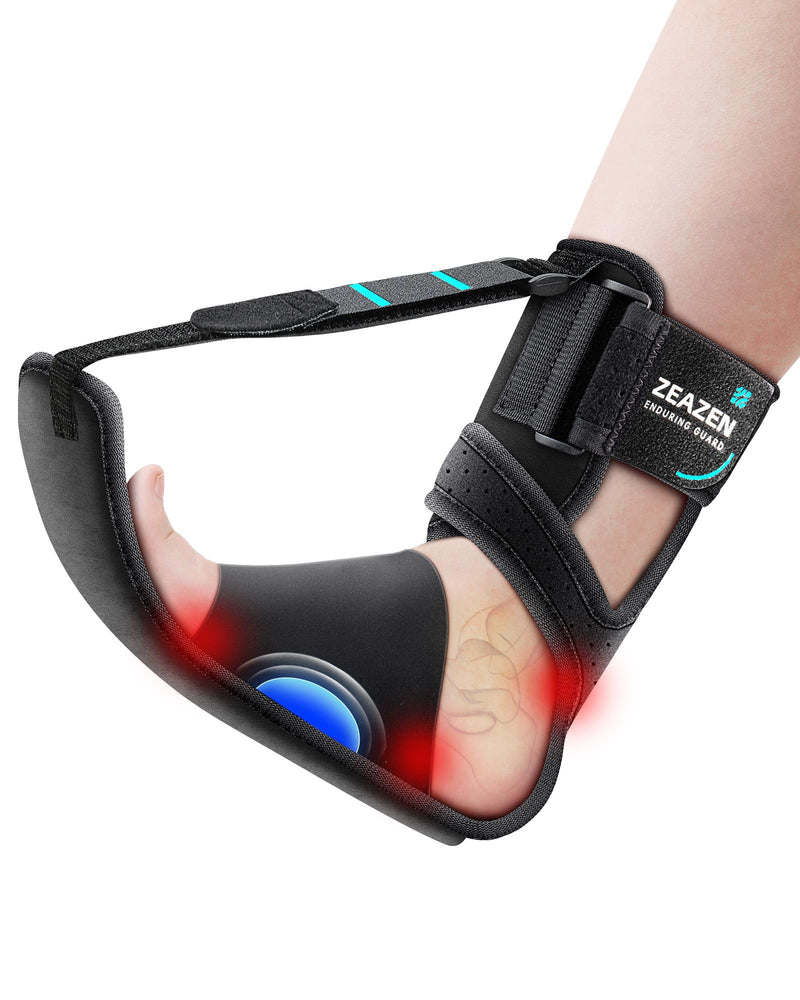 Plantar Fasciitis Brace Night Splint, Adjustable Foot Support for Heel Spur, Foot Drop & Achilles Tendonitis Relief, Comfortable Day & Night Use for Men and Women (Black, Large) Black