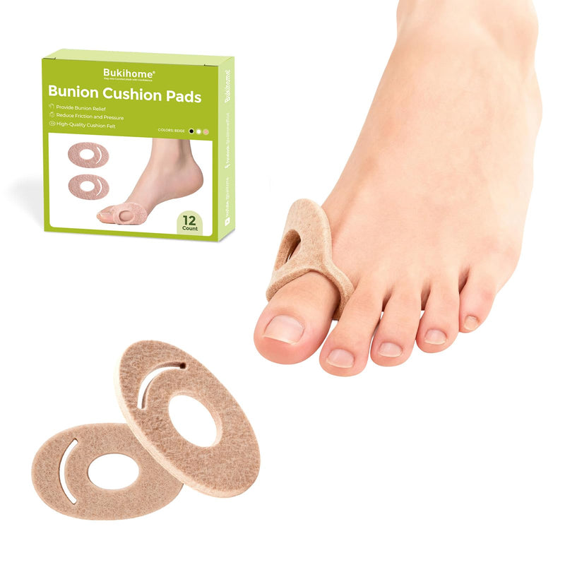 Bukihome Felt Bunion Pads - Bunion Relief & Cushions, Corn Pads for Toes, Callus Pads & Metatarsal Cushion, Alleviates Shoe Friction, Wear with Shoes, for Men & Women, 12 Count - BeesActive Australia