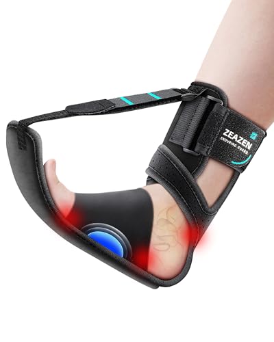 Plantar Fasciitis Brace Night Splint, Adjustable Foot Support for Heel Spur, Foot Drop & Achilles Tendonitis Relief, Comfortable Day & Night Use for Men and Women (Black, Medium) Black