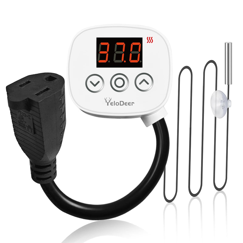 Digital Temperature Controller Outlet, Plug in Thermostat Switch 34-140°F, Timer Range 0h-10h,for Pipe Heating Reptile Greenhouse Aquarium Brewing Seedling Breeding and Hatching 110-120V 10A - BeesActive Australia
