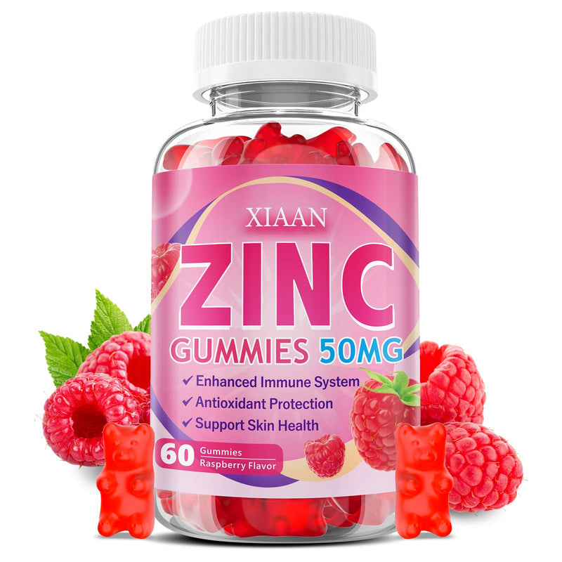 Zinc Picolinate Gummies 50mg for Kids & Adults, Chewable Zinc Supplements for Women & Men Supports Immune System & Cellular Health & Antioxidant, Vegan/Sugar-Free, Raspberry Flavor 60 Count 60 Count (Pack of 1)