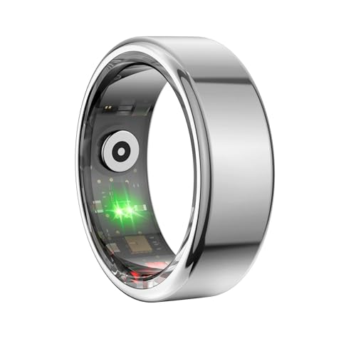 Smart Ring for Women & Men, Fitness and Health Tracker with Heart Rate Monitor, Blood Oxygen, Sleep Tracker, 100+ Sport Modes, Step Counter, IP68 Waterproof, for iOS Android (Silver, 8) Silver