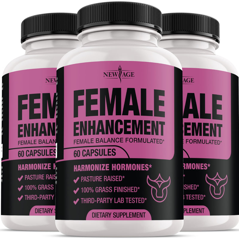 NEW AGE Beef Organ Supplement for Women – Supports Hormone Balance, Energy & Wellness – Pasture Raised Superfood – Liver, Heart, Kidney, Uterine Tissue – Ovary, Uterus, Fallopian Female Support-180 60 Count (Pack of 3)
