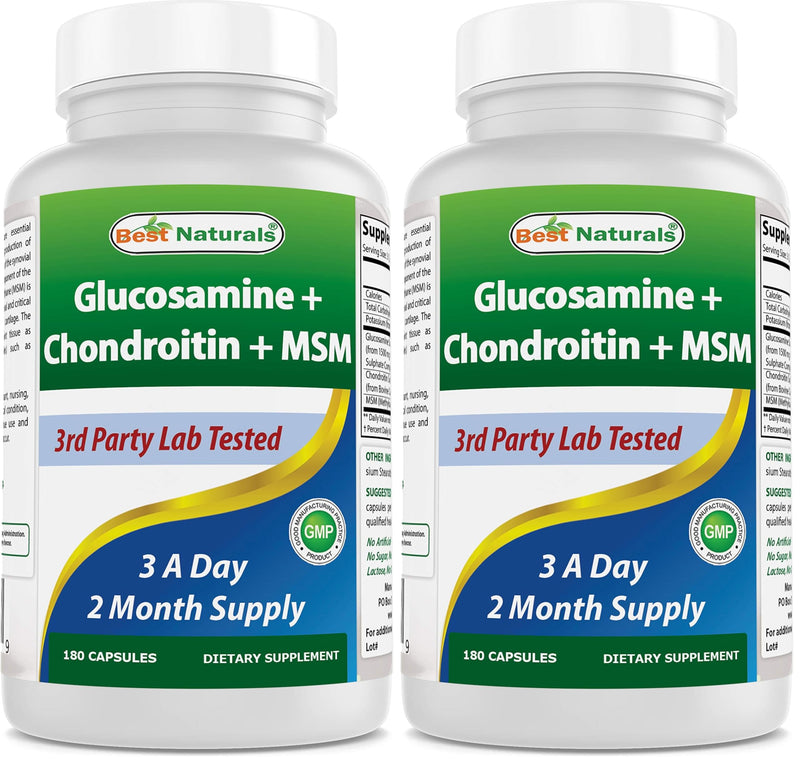 Best Naturals Glucosamine Chondroitin and MSM (Non-GMO) - Promotes Joint Health - 180 Count (Pack of 2) 180 Count (Pack of 2)