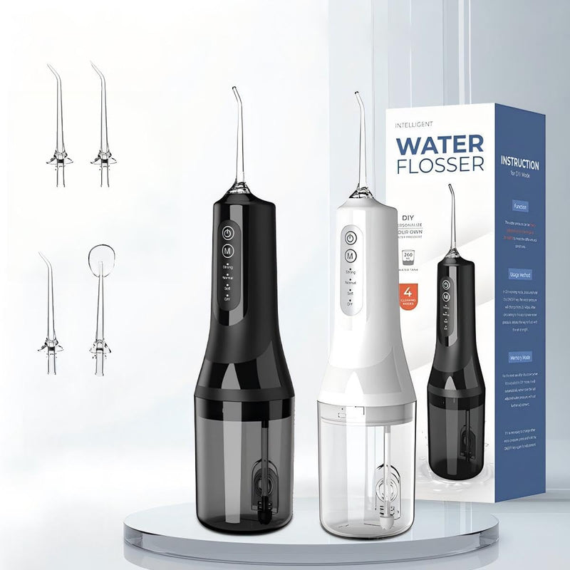Water Flosser Cordless with 260ML Removable Tank, 4 Cleaning Modes, Oral Irrigator for Braces and Sensitive Gums(White) White