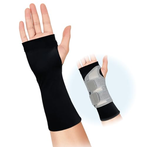 Wrist Brace Liner Hand Sock for Splint, Arm Sock for Under Splint, Compression Sleeve for Hand with Thumb Support, Cast Liner Sleeve for Wrist, Elbow & Arm Night Splint (1 Pack - Small)