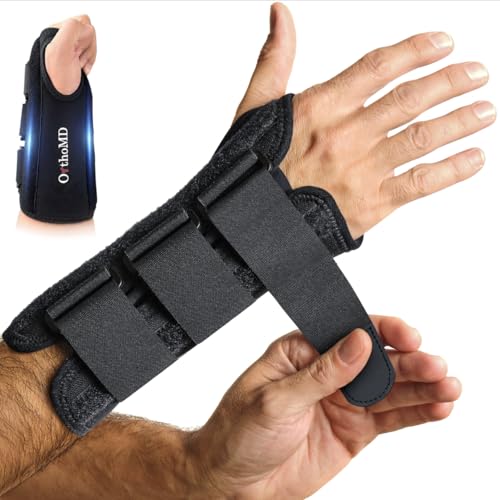 Carpal Tunnel Wrist Brace – Orthopedic Hand Surgeon Designed Wrist Splint for Sleeping & Daytime Support – Rigid Stabilizer (NOT a Soft Sleeve) for Tendonitis, Arthritis & Wrist Pain – OrthoMD (LEFT Wrist, Medium) Left Wrist Black