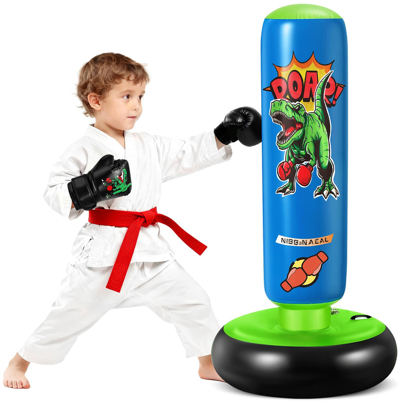 Punching Bag for Kids, 47" Stable Inflatable Boxing Bag for Ages 3-6, Dinosaur Punching Bag Toy & Gifts for Boys and Girls with Gloves, Kids Boxing Set for Practicing Karate and Taekwondo - BeesActive Australia