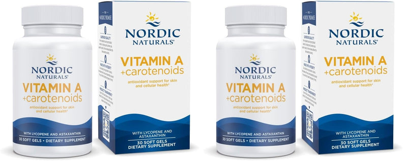 Nordic Naturals Vitamin A + Carotenoids, Unflavored - 30 Soft Gels - Lycopene & Astaxanthin - Supports Skin, Cellular Health - Non-GMO - 30 Servings (Pack of 2) 30 Count (Pack of 2)