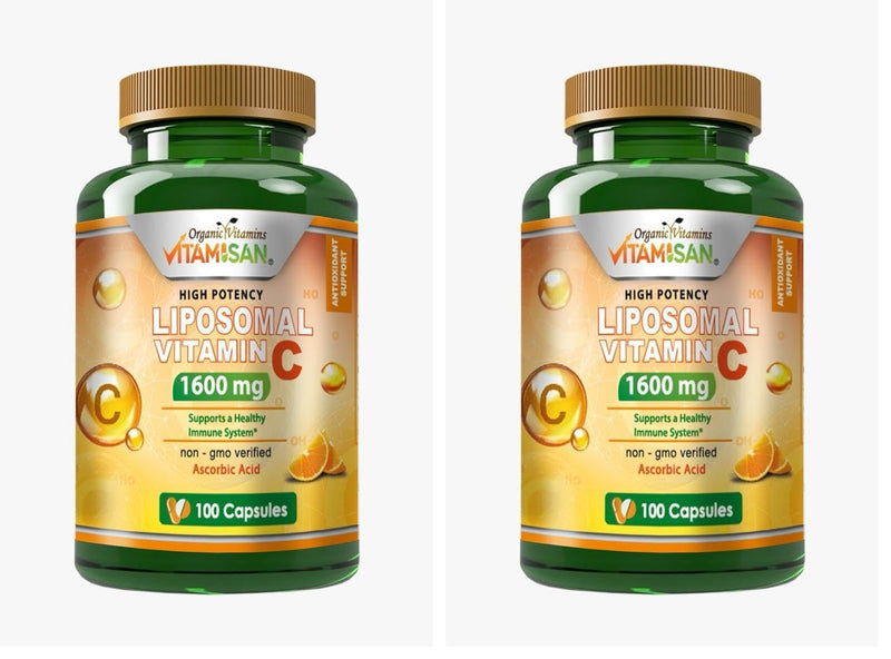 VITAMISAN Liposomal Vitamin C - 100 Capsules - High Absorption Ascorbic Acid - May Support Immune System & Collagen Reinforcement no GMO Powerful Antioxidant (Pack of 2) 100 Count (Pack of 2)