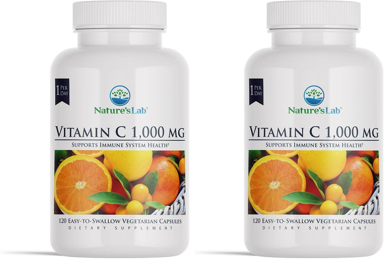 Nature's Lab Vitamin C 1000mg Per Capsule -Supports Immune System Health, 120 Count (Pack of 2) 120 Count (Pack of 2)