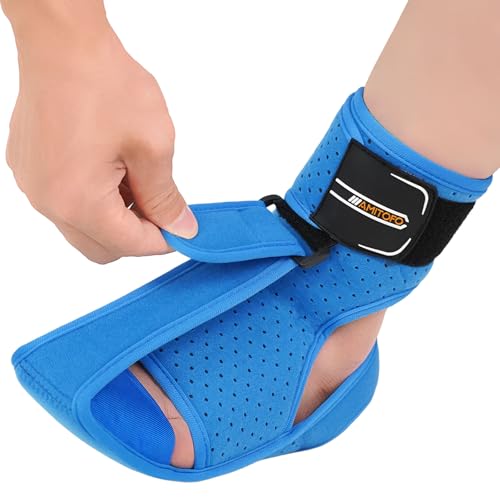 Plantar Fasciitis and Achilles Tendonitis Night Splint for Heel Pain Relief, Adjustable Support Brace for Sleeping, Women and Men L/XL Blue