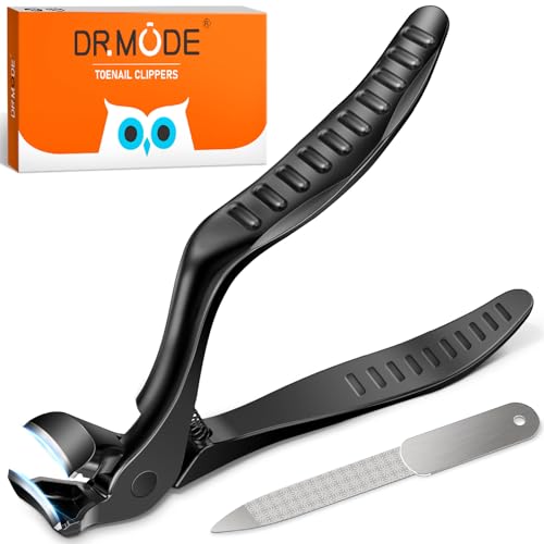 DRMODE Toenail Clippers for Seniors, Extra Long Handled Angled Head Black Extra Large