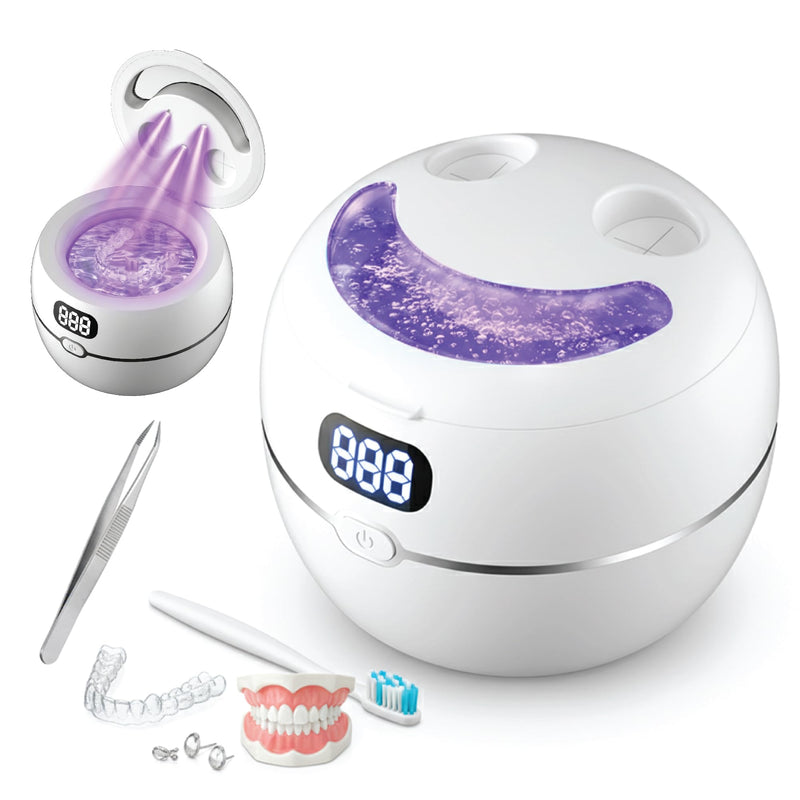 Upgraded Dental Ultrasonic Retainer Cleaner Machine, 220ML - 45kHz Dentures Cleaner Pod With Digital Display, Mouth Guard, Aligner, Night Guard, Braces, Toothbrush Heads, Jewelry