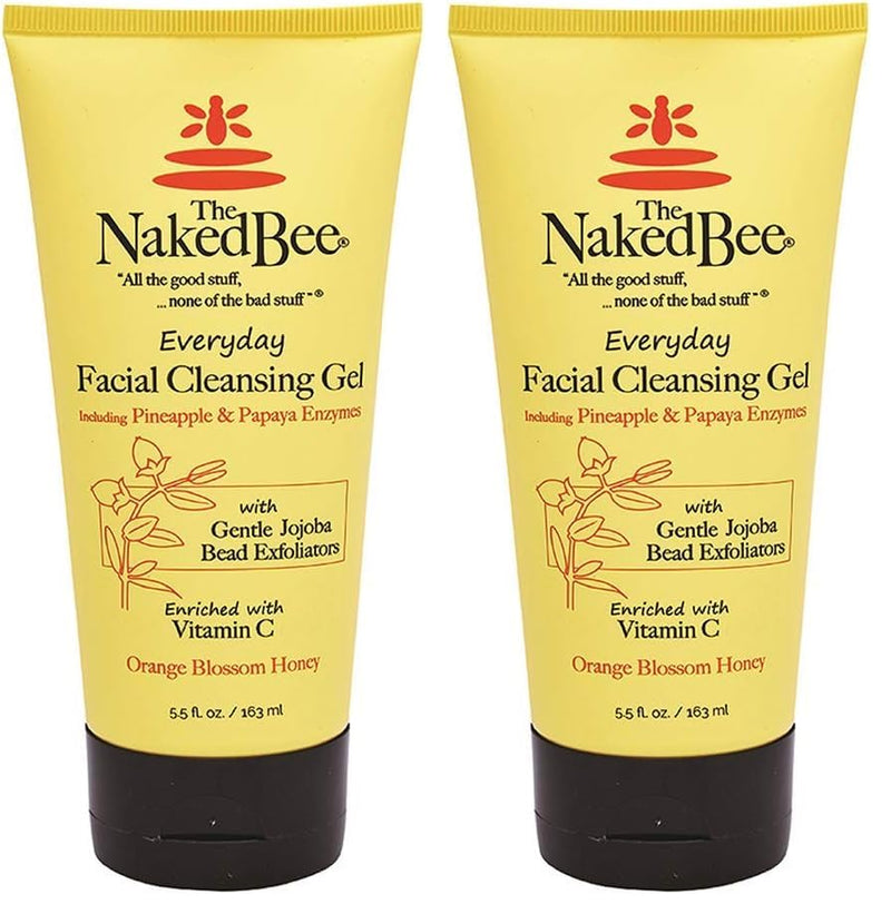 The Naked Bee Gel Cleanser Facial Wash (5.5 oz) Hydrating & Moisturizing - Daily Gel Cleanser Face Wash for All Skin Type with Orange Blossom Honey (Pack of 2) 1 Ounce (Pack of 2)