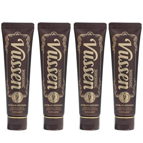 28 K-Beauty Whitening Toothpaste for Adults, Coffee & Tea Stain Care, Floral Mint, Fluoride-Free, Enamel Safe, 80g (2.8 oz), 4 Pack Bundle