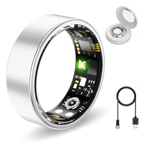 Smart Ring Health Tracker, Sleep&Exercise Monitor Heart Rate,Blood Oxygen,Fitness Trackers for Man&Women -Long Lasting Batteries,Waterproof Sleep Tracking Wearable (Silver, 12) Silver