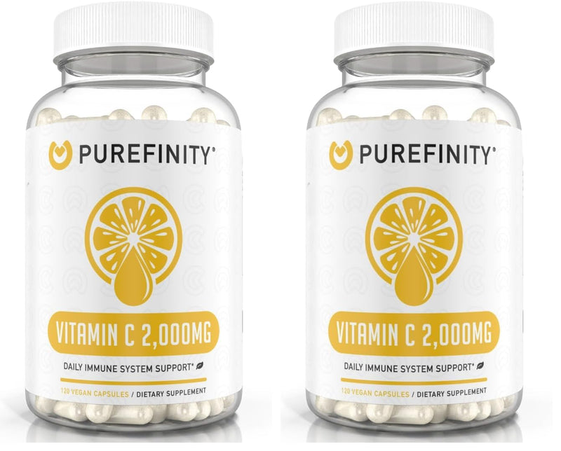 PUREFINITY Vitamin C 2000mg Capsules – Double Strength, High Absorption Supplement, Powerful Antioxidant Properties, 120 Capsules (1 Month Supply) (Pack of 2) 120 Count (Pack of 2)