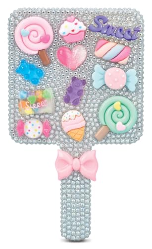 iscream Charming Sweets Handheld Square Rhinestone and Charm Encrusted 8" Mirror Sweets Hand Mirror